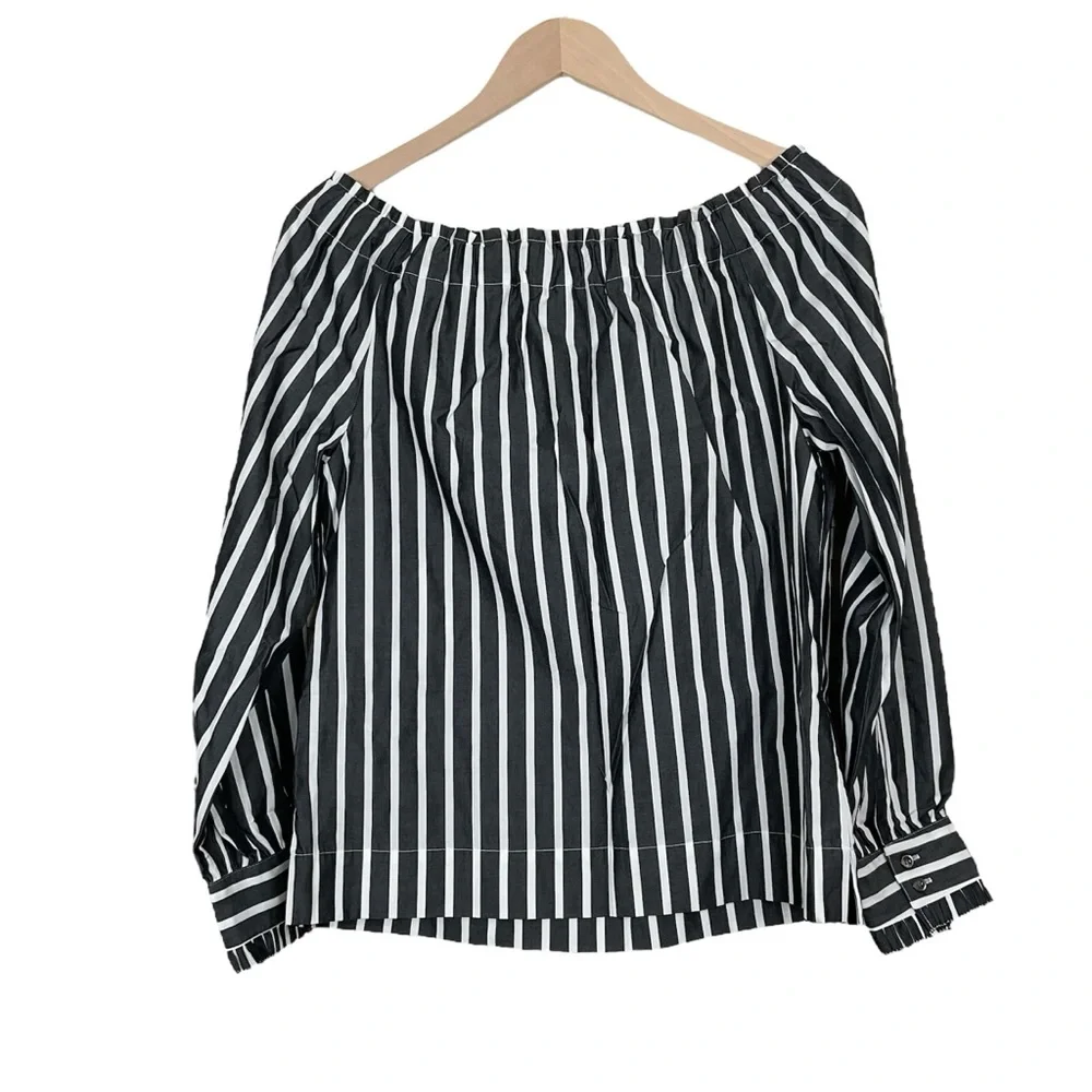 J. Crew Striped Off The Shoulder Top With Bow Size XS